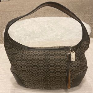 Coach signature leather hobo shoulder bag